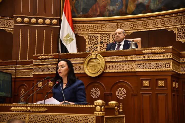 fb_img_17422243308724993780850659361159 وزيرة التضامن الاجتماعي أمام الجلسة العامة بمجلس الشيوخ
