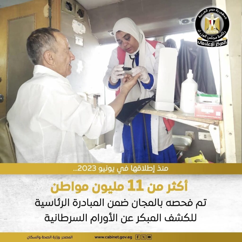 fb_img_17508422615631013065037232368012-1024x1024 تستهدف المبادرة المواطنين من سن 18 عامًا فأكثر، بهدف الكشف عن الأورام السرطانية (الرئة، البروستاتا، القولون، عنق الرحم) في مراحلها المبكرة، بما يساهم في خفض معدلات الوفيات الناجمة عن المرض.