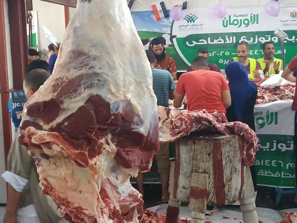 img_٢٠٢٥٠٦٠٩_١١٣٥٢٧1135918902093797204-1024x768 جمعية الأورمان بقيادة اللواء ممدوح شعبان رئيس مجلس الإدارة وفريق العمل المميز بقطاع البحيرة. استمر لليوم الرابع على التوالي في توصيل الفرحه للمستفيدين المستحقين من أبناء المحافظة .فقد استفادت حوالي تسعة آلاف أسرةعلى مدار الاربعة ايام فقد تم ذبح 48 عجل بواقع 12 عجل يوميا .