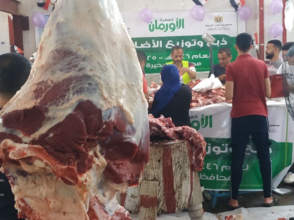 img_٢٠٢٥٠٦٠٩_١١٣٥٤٣9011690738072958530-1024x768 جمعية الأورمان بقيادة اللواء ممدوح شعبان رئيس مجلس الإدارة وفريق العمل المميز بقطاع البحيرة. استمر لليوم الرابع على التوالي في توصيل الفرحه للمستفيدين المستحقين من أبناء المحافظة .فقد استفادت حوالي تسعة آلاف أسرةعلى مدار الاربعة ايام فقد تم ذبح 48 عجل بواقع 12 عجل يوميا .