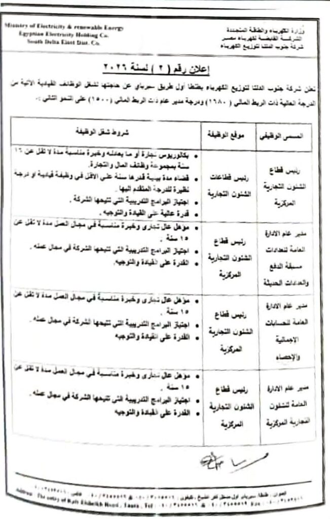 fb_img_17702797193615862481512975728589-651x1024 "كهرباء جنوب الدلتا" تعلن حاجتها لشغل وظائف قيادية جديدة