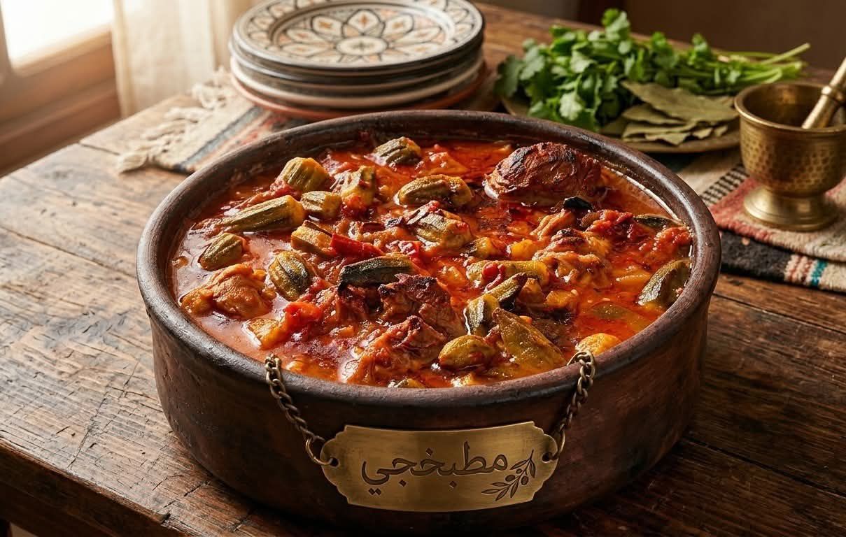 طاجن بامية باللحمة الضاني🧡🧡🧡🧡🧡🧡