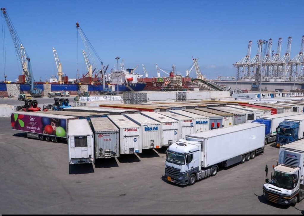 fb_img_17760788744923876176338701640853-1024x728 تواصل تدفق شحنات الترانزيت عبر خط “الرورو” بميناء دمياط في إطار الخدمة الجديدة المتجهة إلى دول الخليج