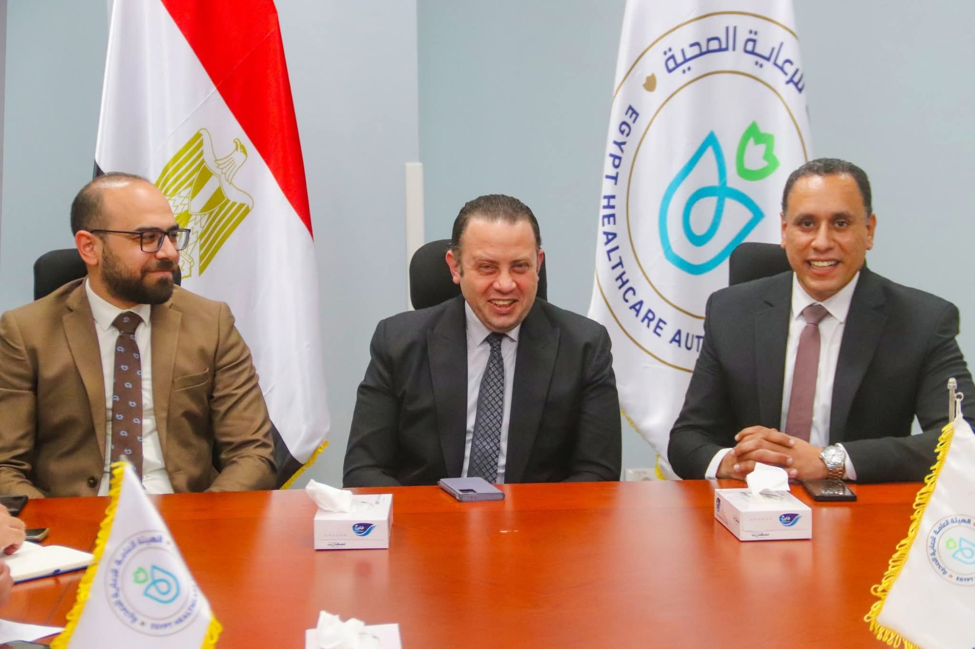 الاجتماع التنسيقى الدورى بين الهيئة العامة للرعاية الصحية الهيئة العامة للاعتماد والرقابه الهيئة العامة للتأمين الصحى الشامل بالسويس