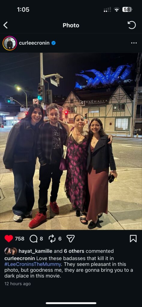 img-20260406-wa01442782602358731056078-473x1024 مي الغيطي تروّج لفيلم “The Mummy” في شوارع أمريكا.. وتجتمع مع صُنّاع العمل أمام البوستر العالمي