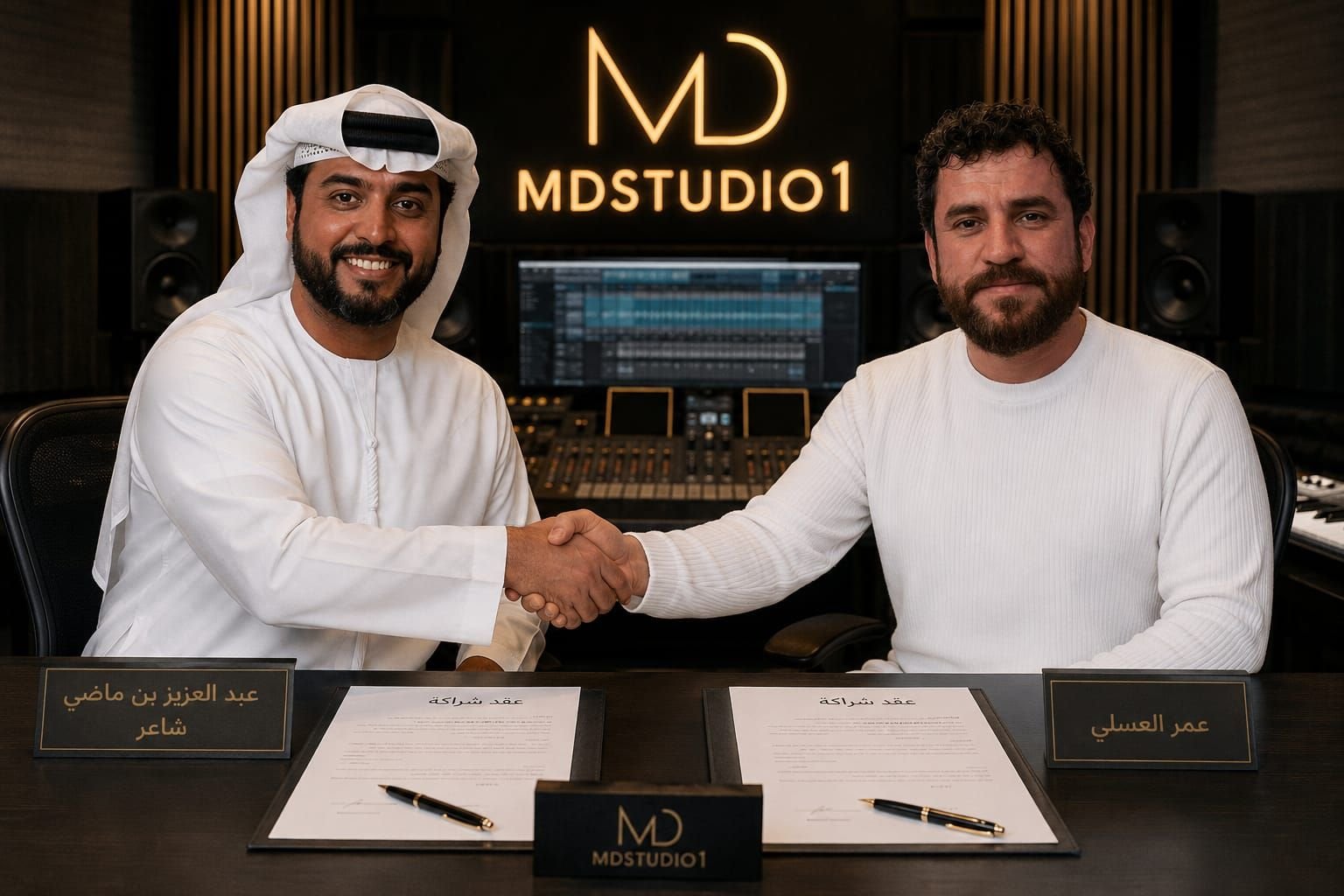 تعاون فني يجمع الشاعر عبدالعزيز بن ماضي والمنشد عمر العسلي برعاية MD Studio1