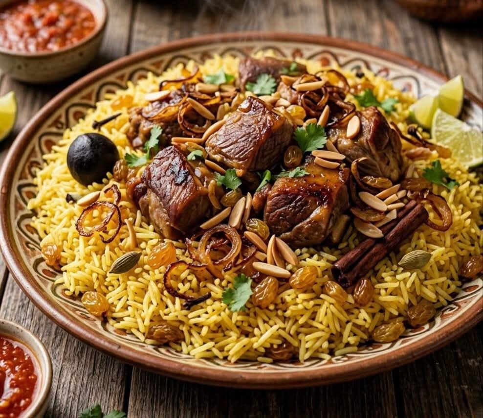كبسة اللحم الدايبة 🥩🍚✨