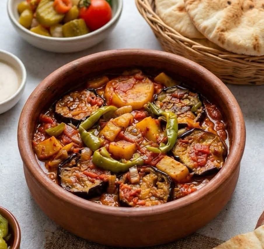 المسقعة المشطشطة بالبتنجان والبطاطس 🥘