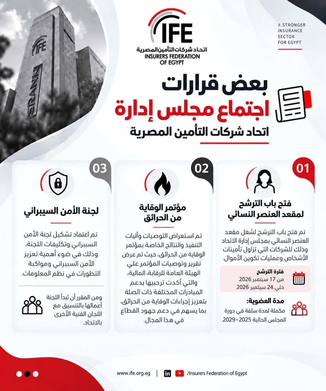 اتحاد التأمين يقر فتح الترشح للعنصر النسائي ويعتمد لجنة للأمن السيبراني