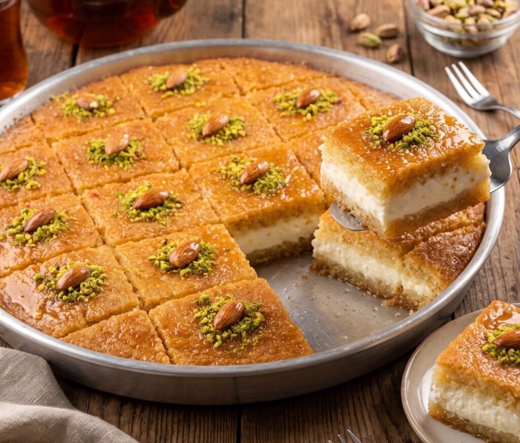 FB_IMG_1793365250443-1024x872 بسبوسة بحشوة القشطة البلدي الدايبة 🍰🍯🧈