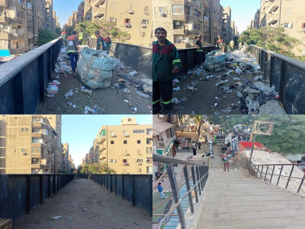 IMG-20261013-WA0098-1024x768 هيئة نظافة وتجميل الجيزة ترفع كفاءة النظافة لكباري المشاة بنطاق احياء امبابه والعجوزة والعمرانية.